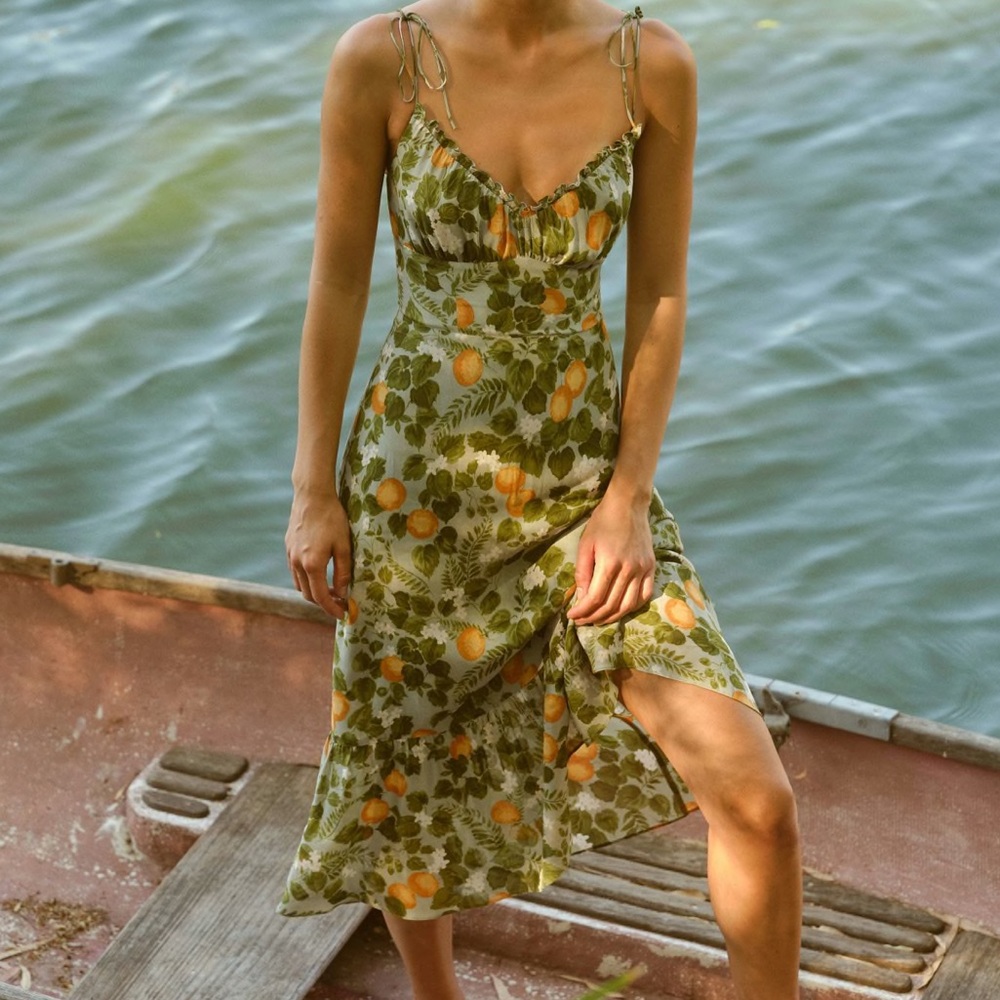 Reformation Petite Embry Orange Grove Dress Size 4